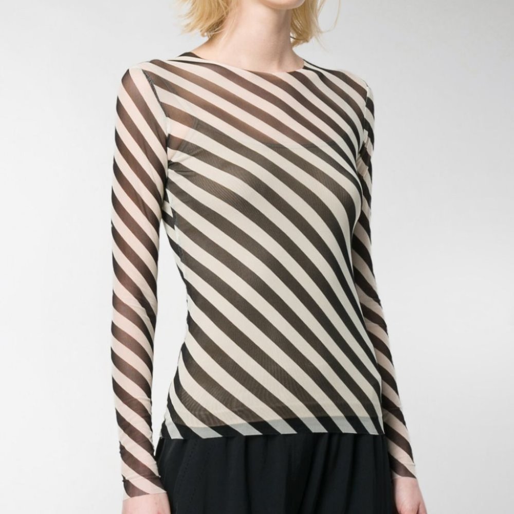 DRIES VAN NOTEN Striped Mesh Top Large